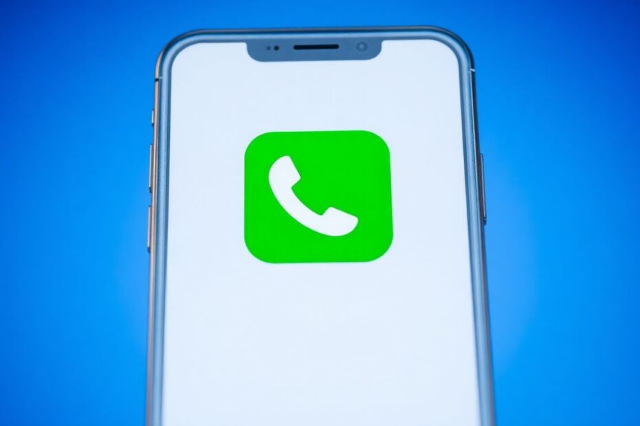 Smartphone with 911 icon for VoIP emergency calls.