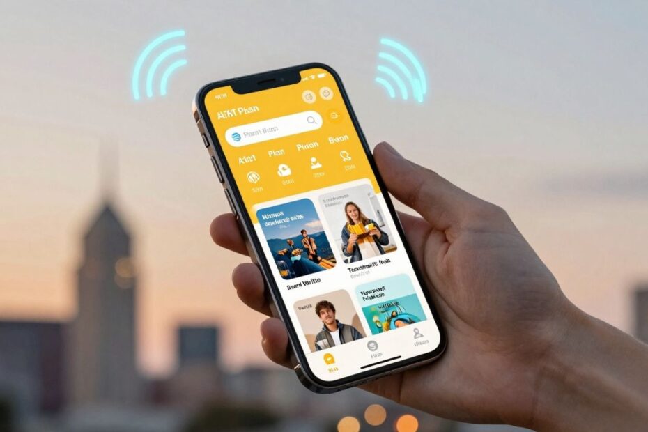 AT&T wireless phone plans on a smartphone screen.