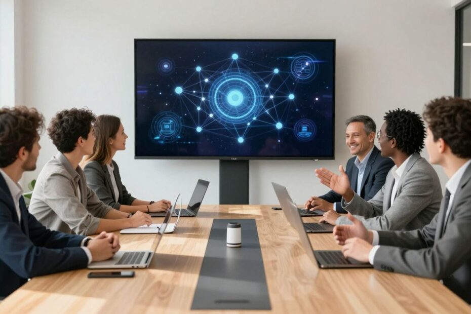 Team collaborating seamlessly with 8x8 UCaaS technology.