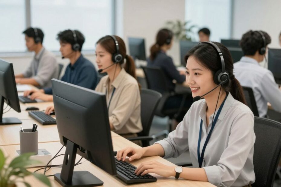 Contact center agents providing excellent customer service.